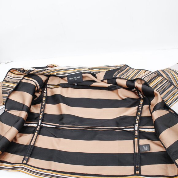 Lafayette 148 jacket women's Large full zip striped collared silk polyester - Picture 10 of 12